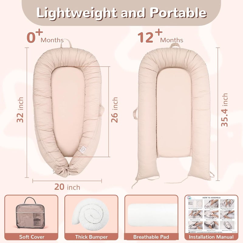 EAQ Baby Lounger, Infant Lounger for Newborn,Portable Baby Nest Cover Breathable & Soft, Newborn Essentials - Image 2